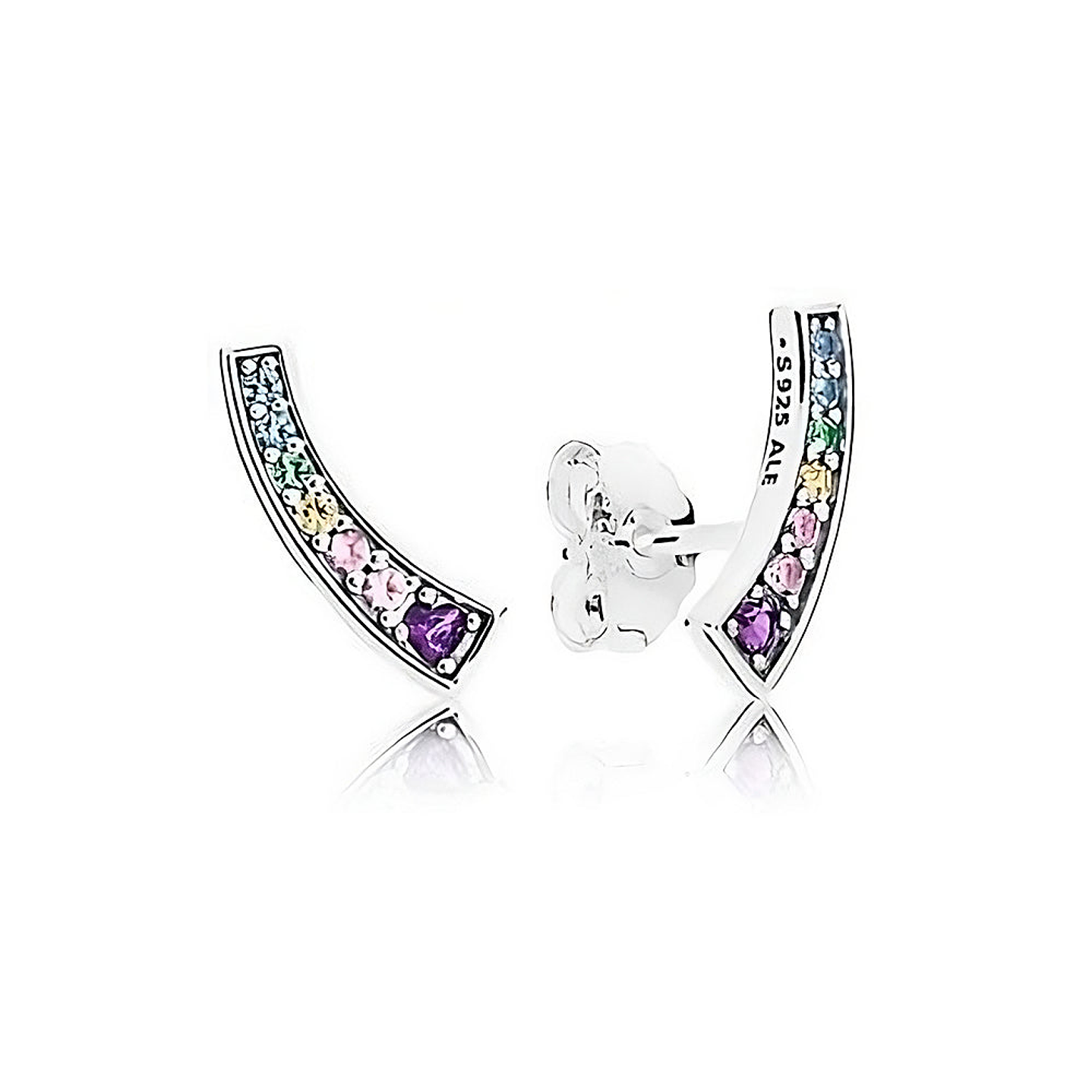 Aretes Pendientes Pandora de Dije Arcos Multicolor 297077NRPMX Plata 925 1