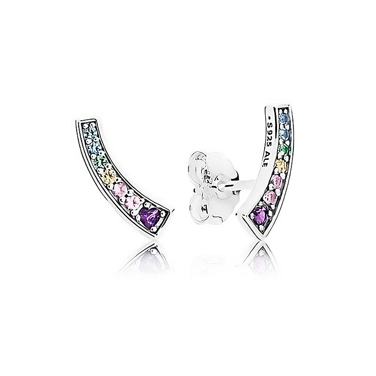 Aretes Pendientes Pandora de Dije Arcos Multicolor 297077NRPMX Plata 925 1
