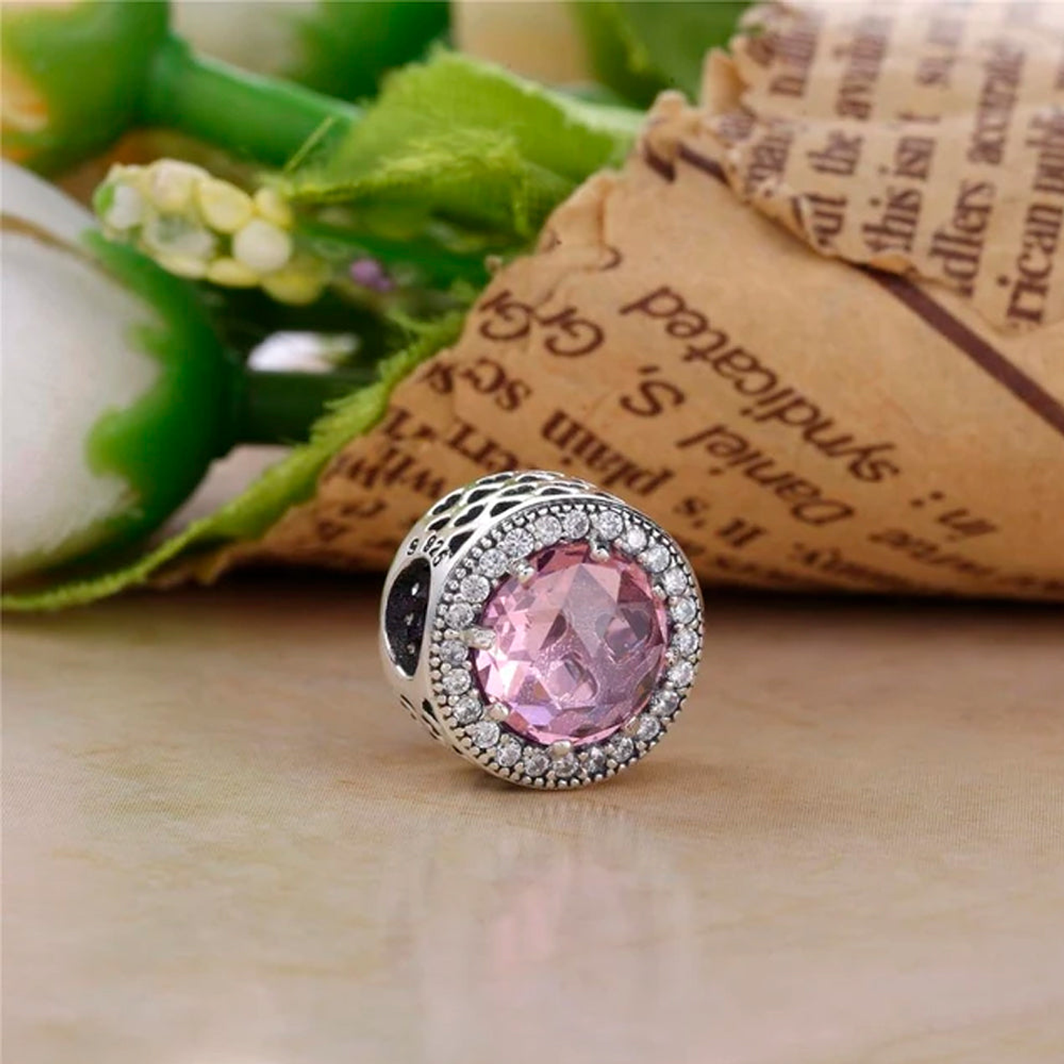 Clip Pandora Original para Mujer 796239NBP Corazones Radiantes Rosa Plata s925 3