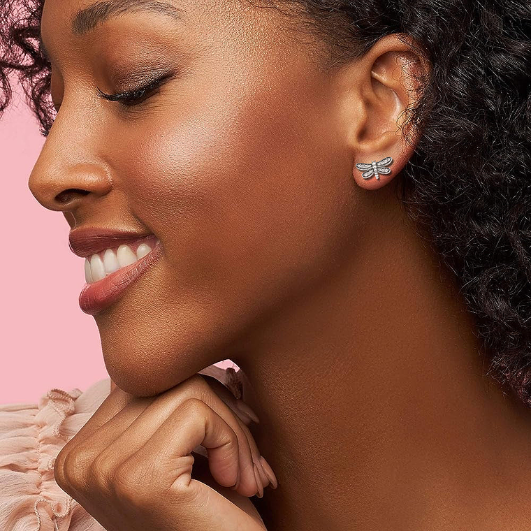 Aretes Pendientes Pandora Tipo Topo Libelula Radiante 290574CZ Plata 925 5