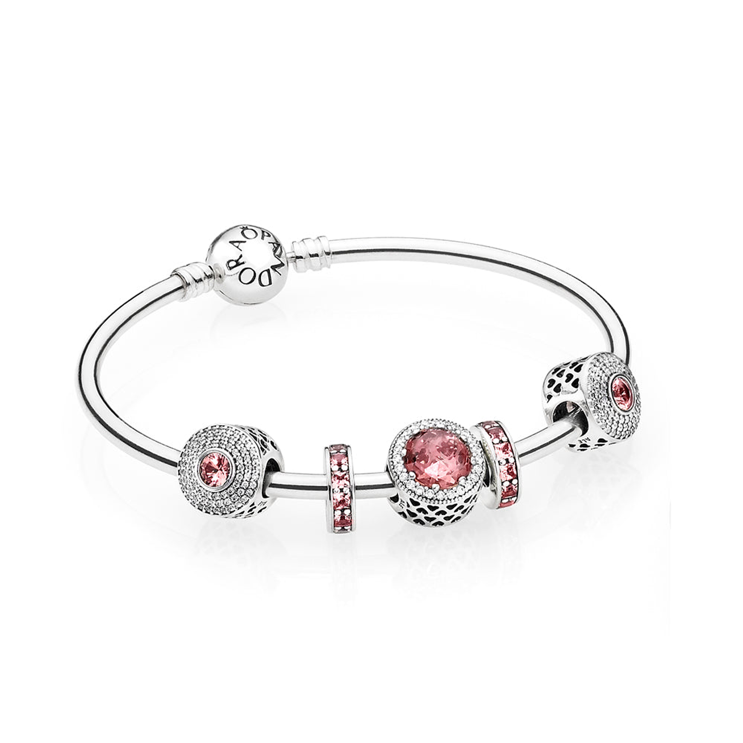 Clip Pandora Original para Mujer 796239NBP Corazones Radiantes Rosa Plata s925 4