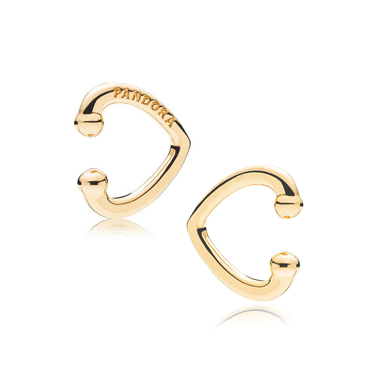 Aretes Pendientes Pandora Dorados Estilo Corazon Abierto 267214 Plata 925 1
