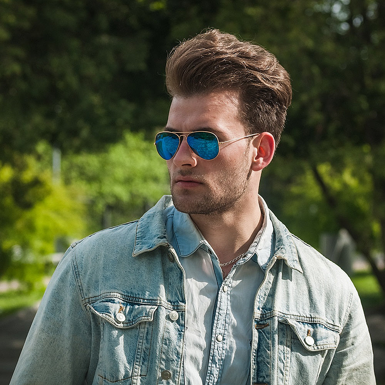 Lentes de Sol Ray Ban Aviador RB3025 112/17 Color Celeste Talla 58mm 5