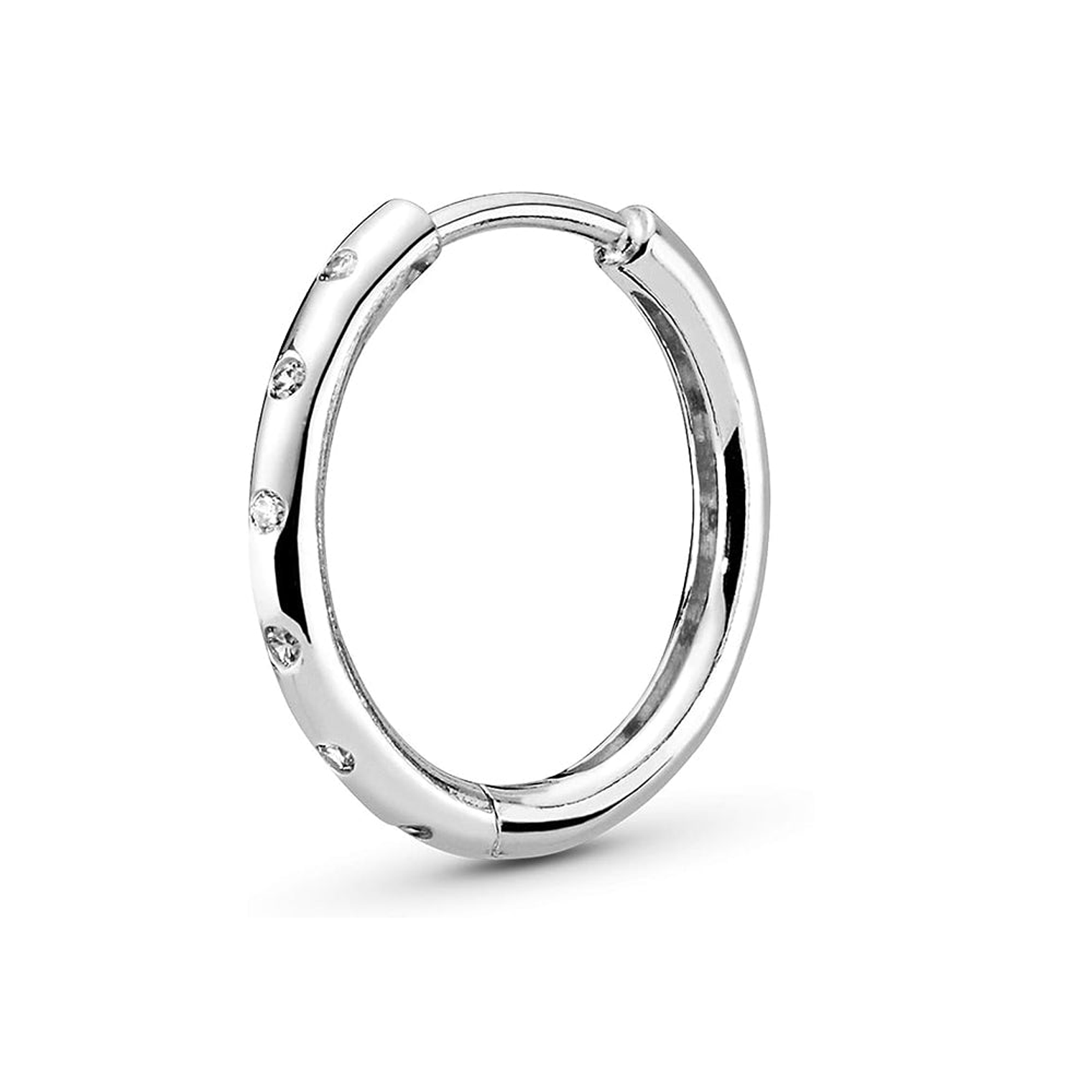 Aretes Pendientes Pandora Argollas Plateadas y Detalles Circonicas 296244CZ Plata 925 4