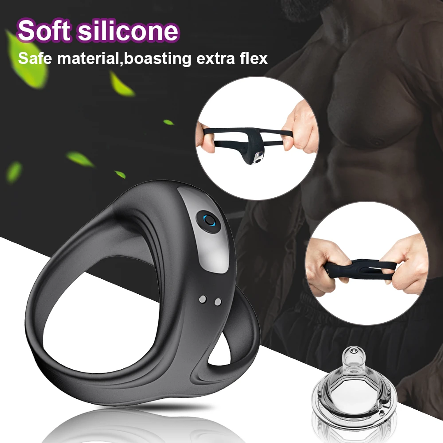 Anillo retardante de Eyaculacion Tluda SJH11 En Silicona Medica Color Negro 2