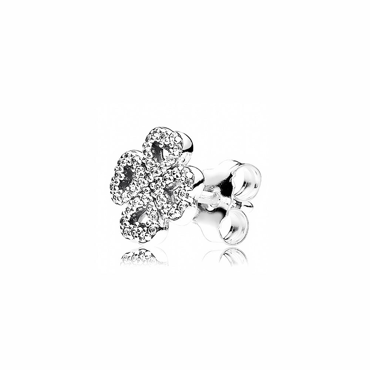 Aretes Pendientes Pandora Tipo Topo Flor de Corazon de Circonitas 290626CZ Plata 925 4