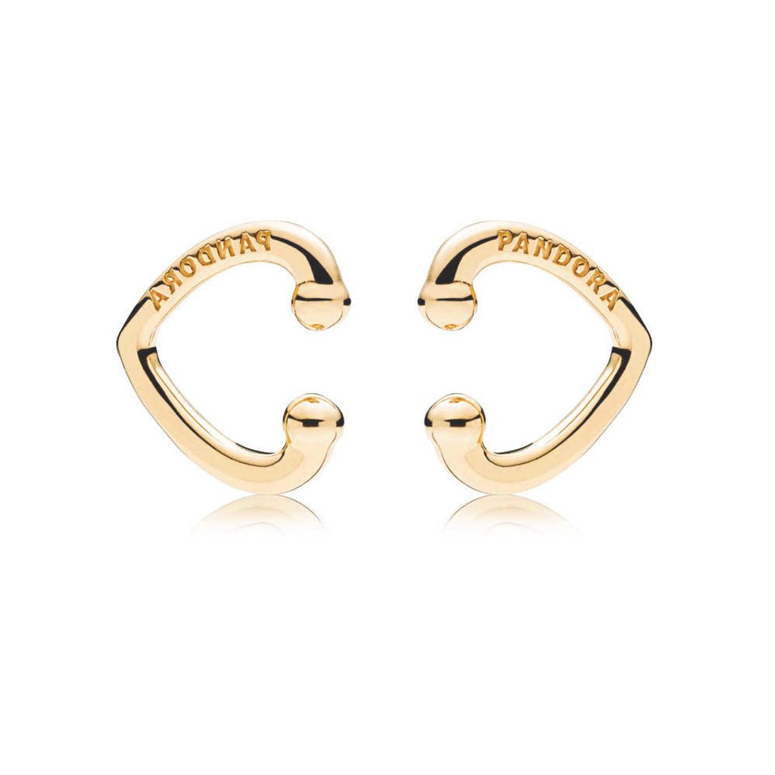 Aretes Pendientes Pandora Dorados Estilo Corazon Abierto 267214 Plata 925 3