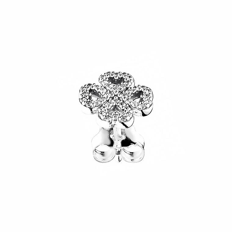 Aretes Pendientes Pandora Tipo Topo Flor de Corazon de Circonitas 290626CZ Plata 925 5