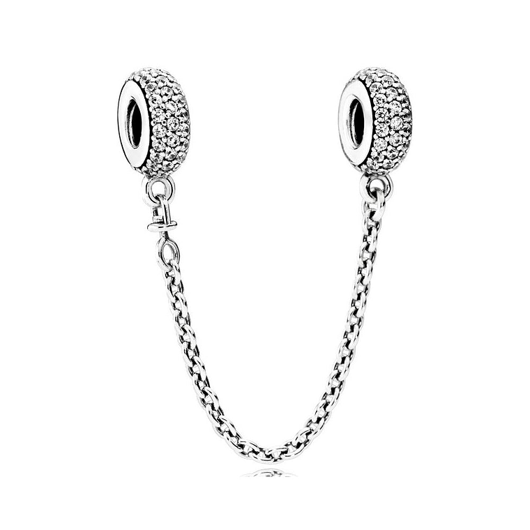 Cadena de Seguridad Pandora con Circonitas Cúbicas Transparentes 791736cz en Plata 925 1