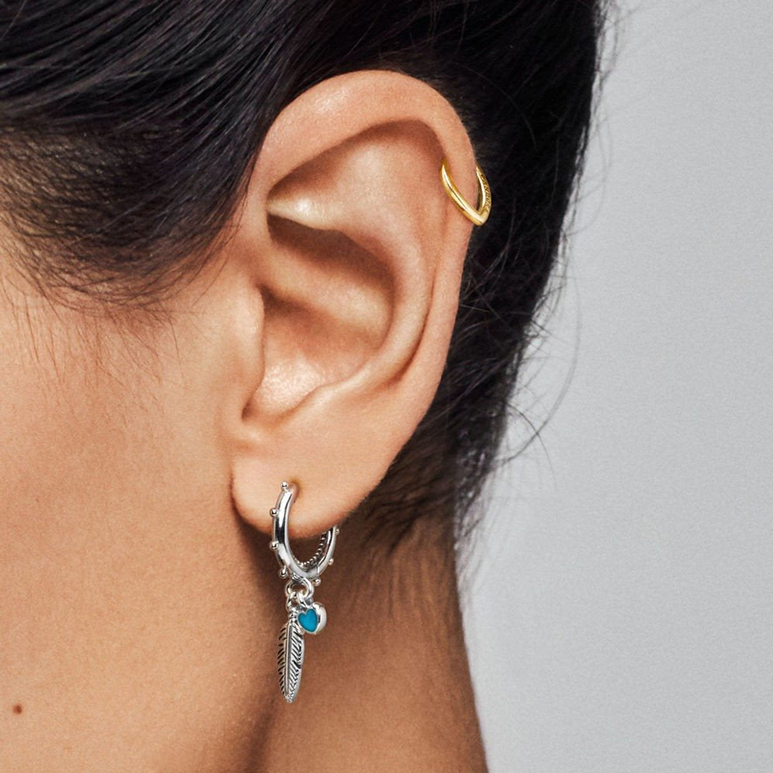 Aretes Pendientes Pandora Dorados Estilo Corazon Abierto 267214 Plata 925 5