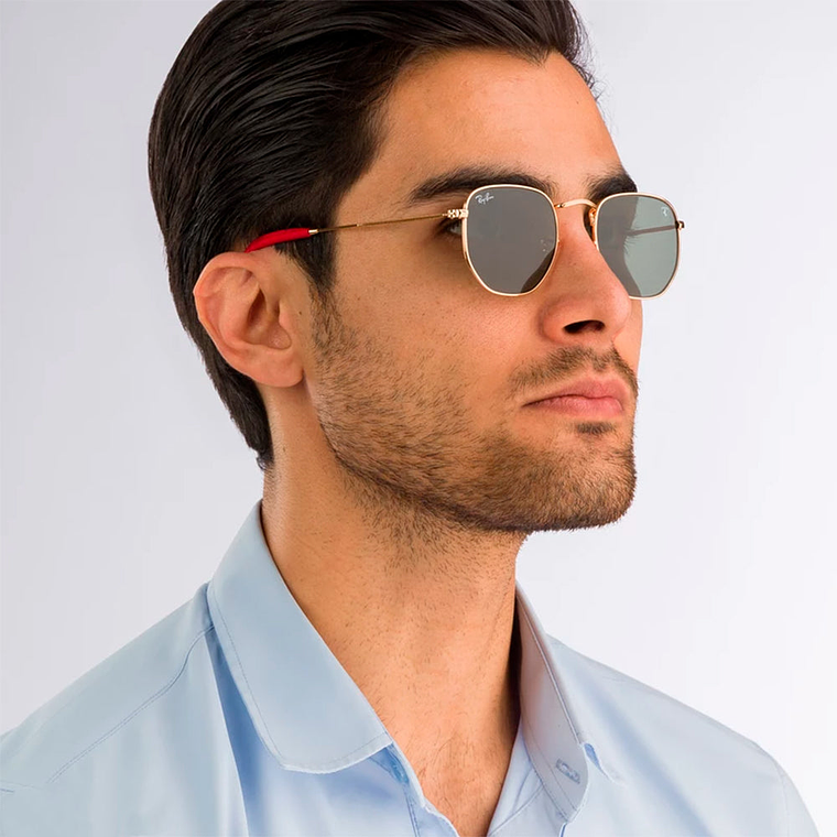 Lentes de Sol Ray Ban Hexagonal x Scuderia Ferrari RB3548NM F008/31 Color Dorado Talla 51mm 6