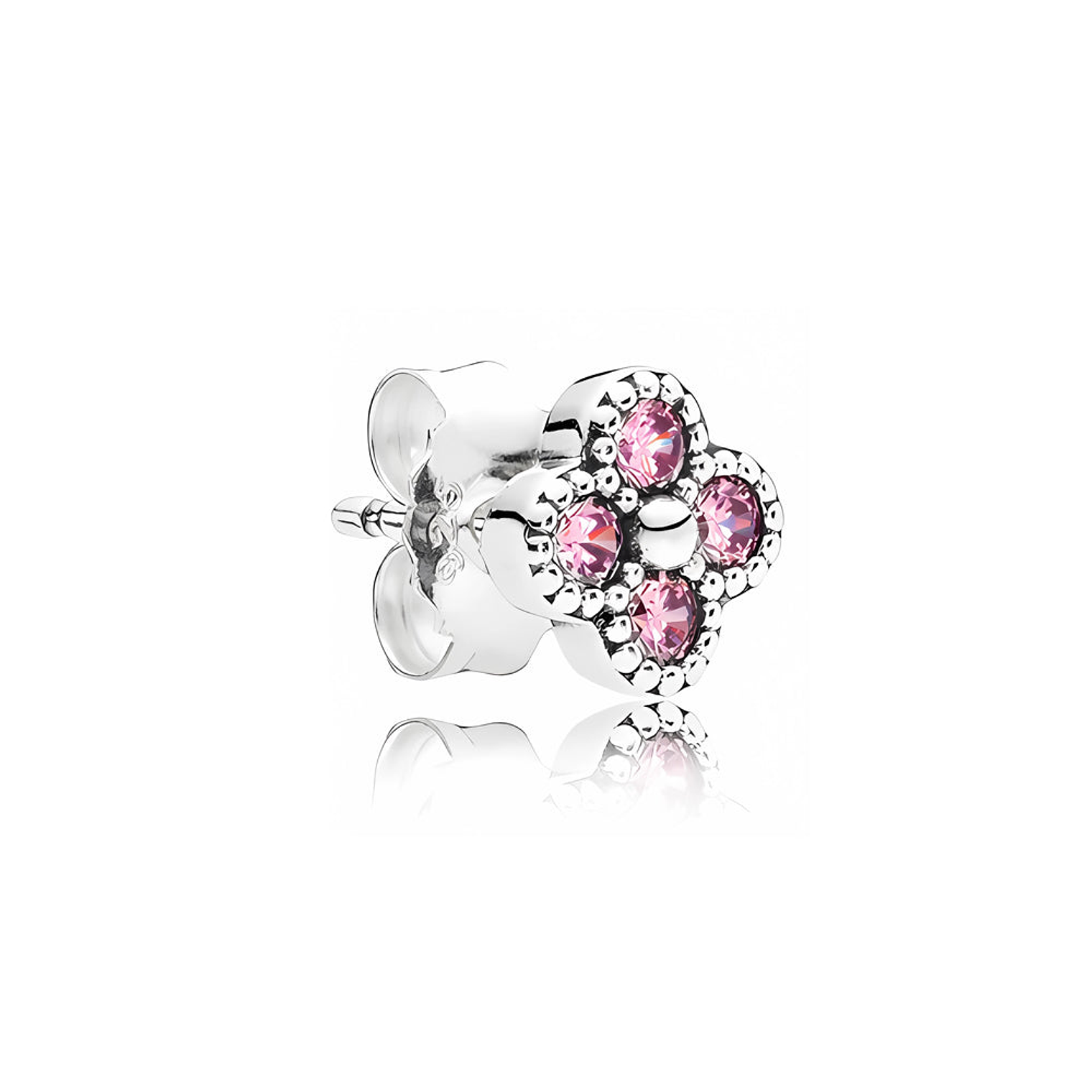 Aretes Pendientes Pandora de Flor Oriental y Piedras de Circonita Rosa 290647PCZ Plata 925 2