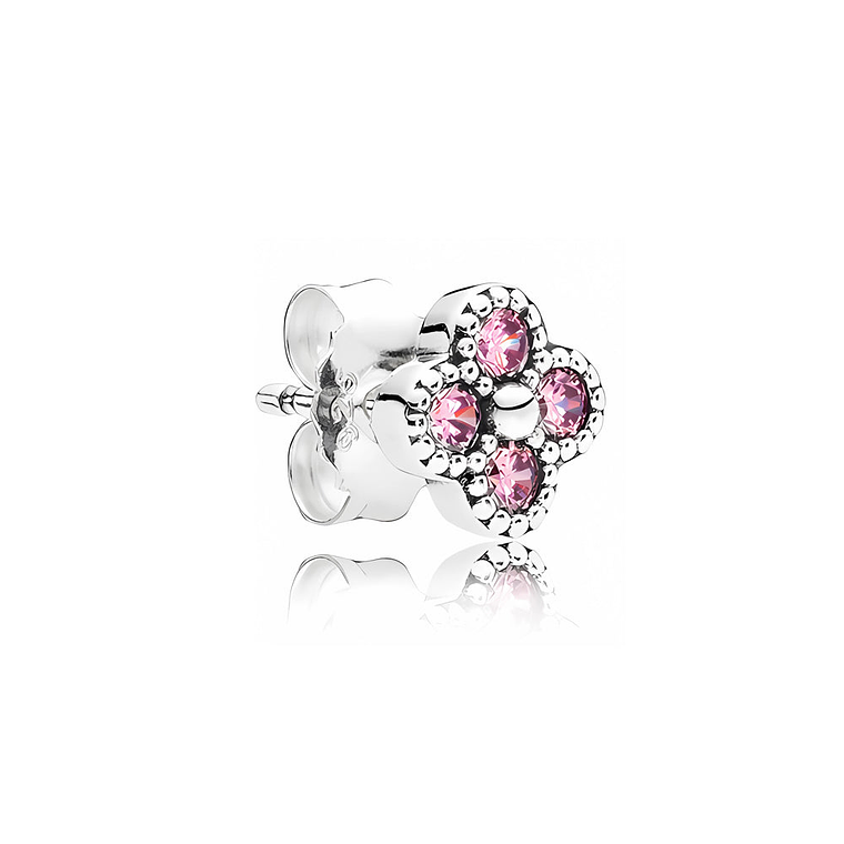 Aretes Pendientes Pandora de Flor Oriental y Piedras de Circonita Rosa 290647PCZ Plata 925 2