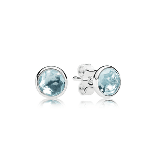 Aretes Pendientes Pandora Bienvenida a Marzo con Cristal Azul 290738NAB Plata 925