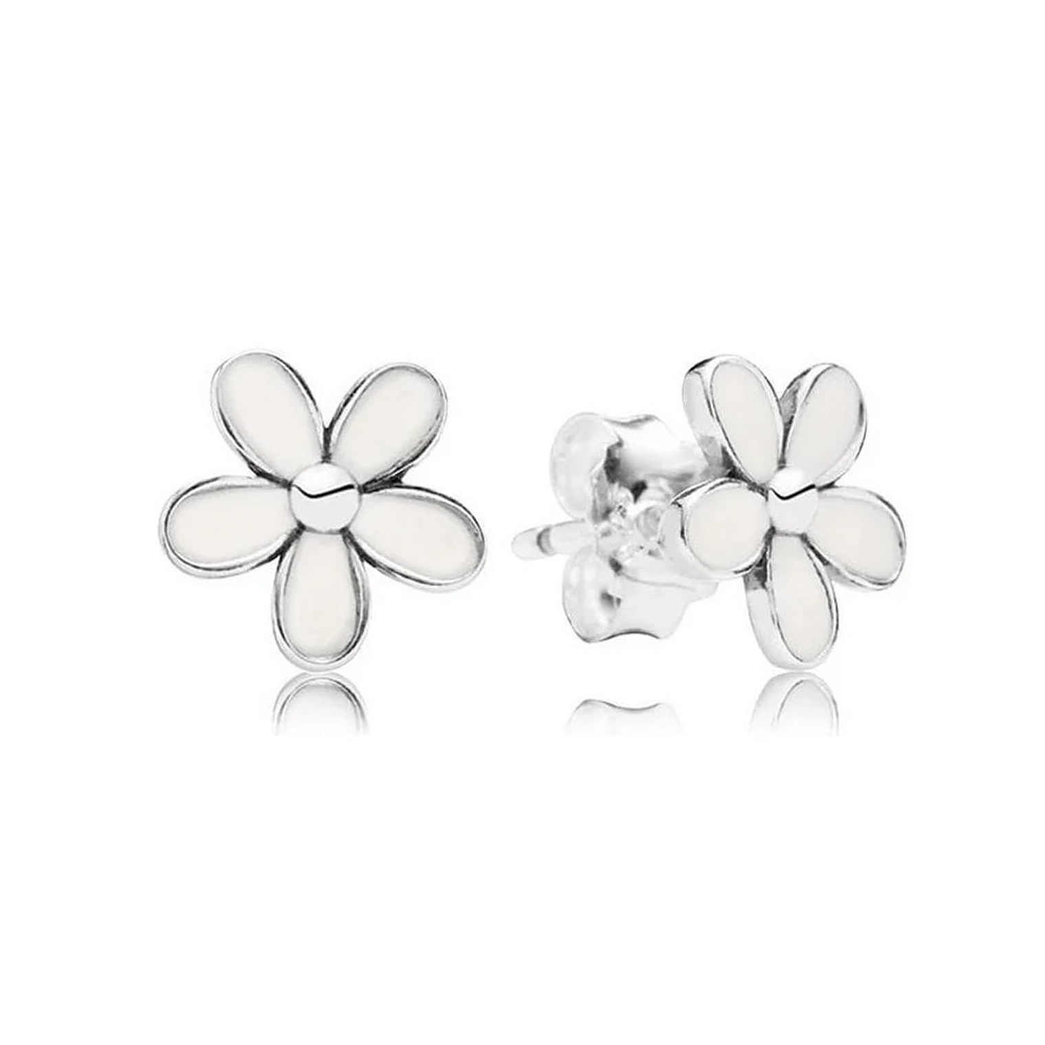 Aretes Pendientes Pandora Margaritas Color Blanco Tipo Topo 290538EN12 Plata 925 1