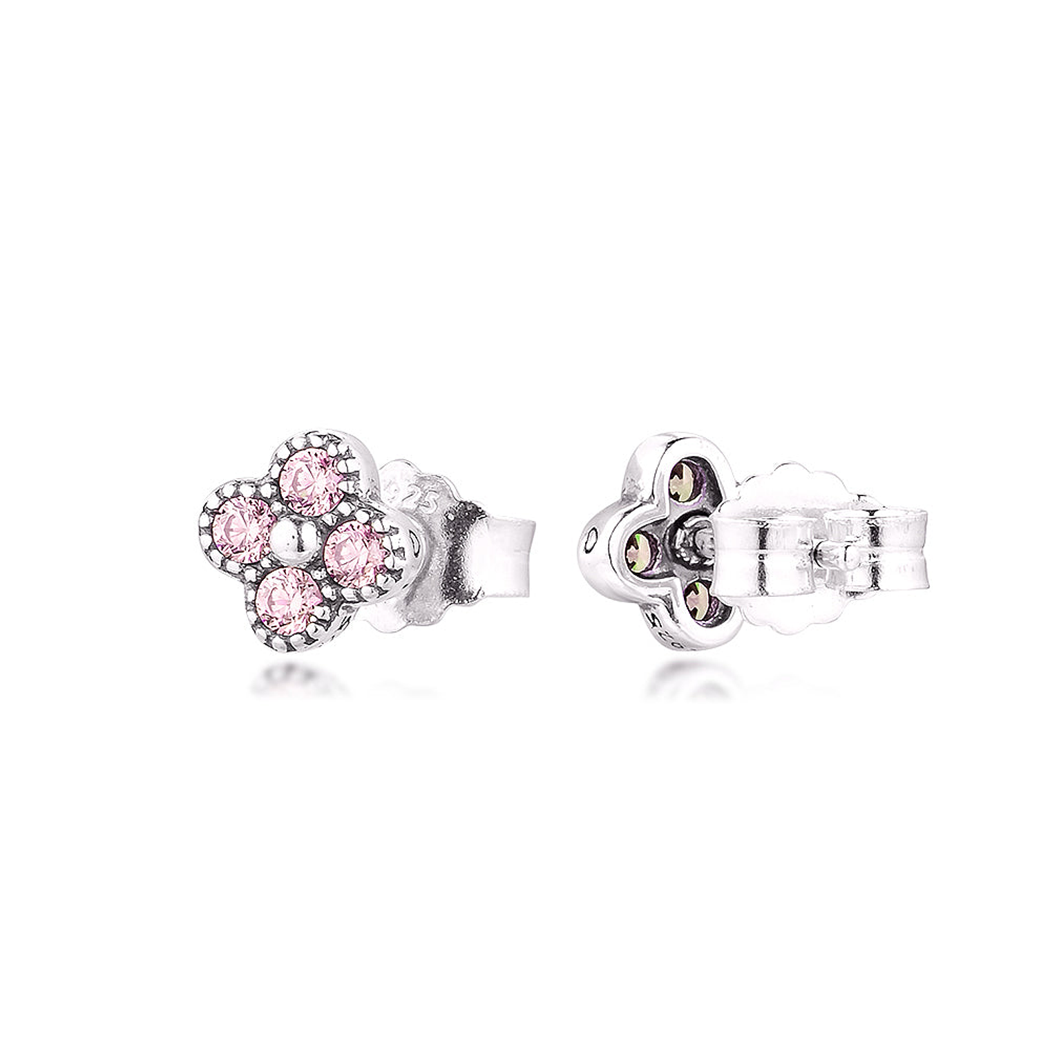 Aretes Pendientes Pandora de Flor Oriental y Piedras de Circonita Rosa 290647PCZ Plata 925 3