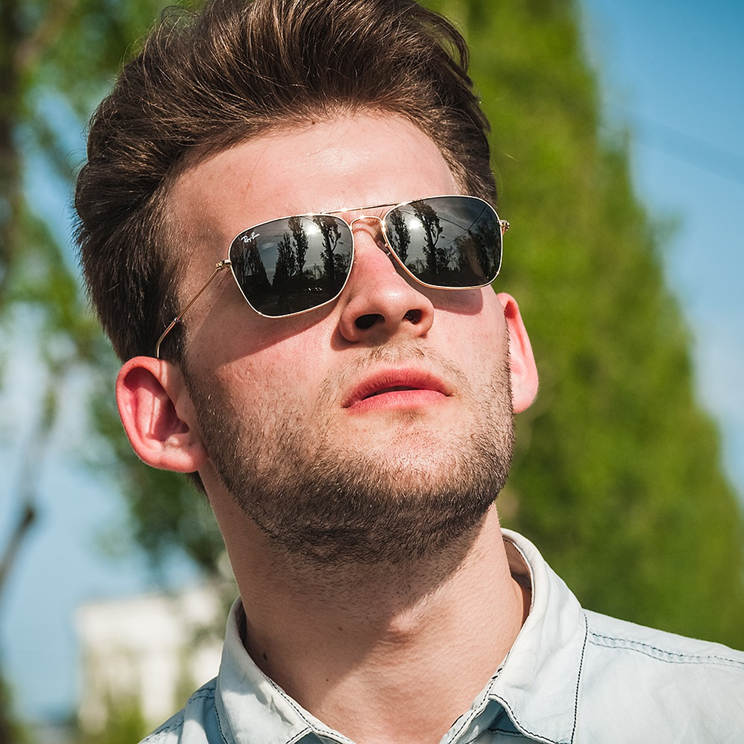 Lentes de Sol Ray Ban Caravan RB3136 001 Color Dorado Talla 58mm 5