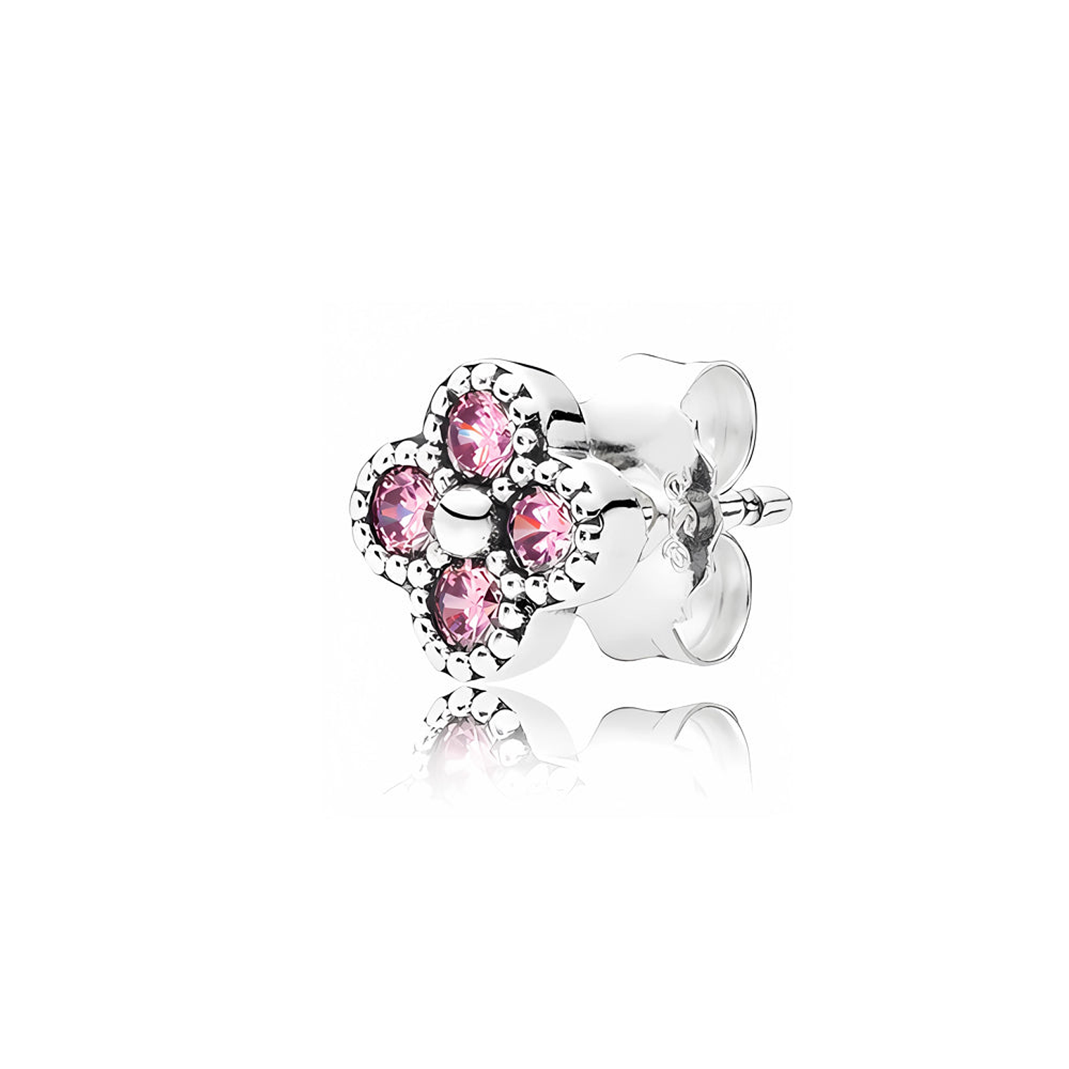 Aretes Pendientes Pandora de Flor Oriental y Piedras de Circonita Rosa 290647PCZ Plata 925 5