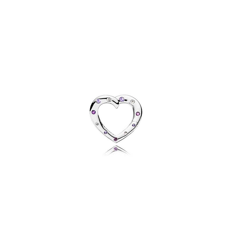 Aretes Pendientes Pandora Aro de Corazones Plateado Brillantes 297231NRPMX Plata 925 2