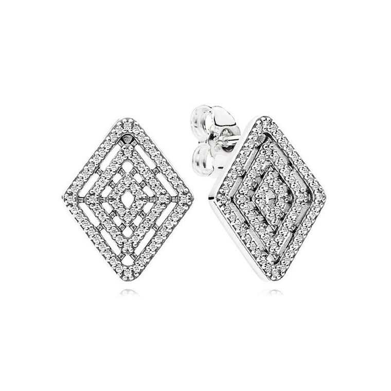 Aretes Pendientes Pandora Lineas Geometricas y Detalles en Circonita 296208CZ Plata 925 1
