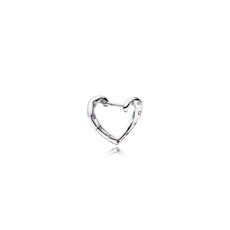 Aretes Pendientes Pandora Aro de Corazones Plateado Brillantes 297231NRPMX Plata 925 3