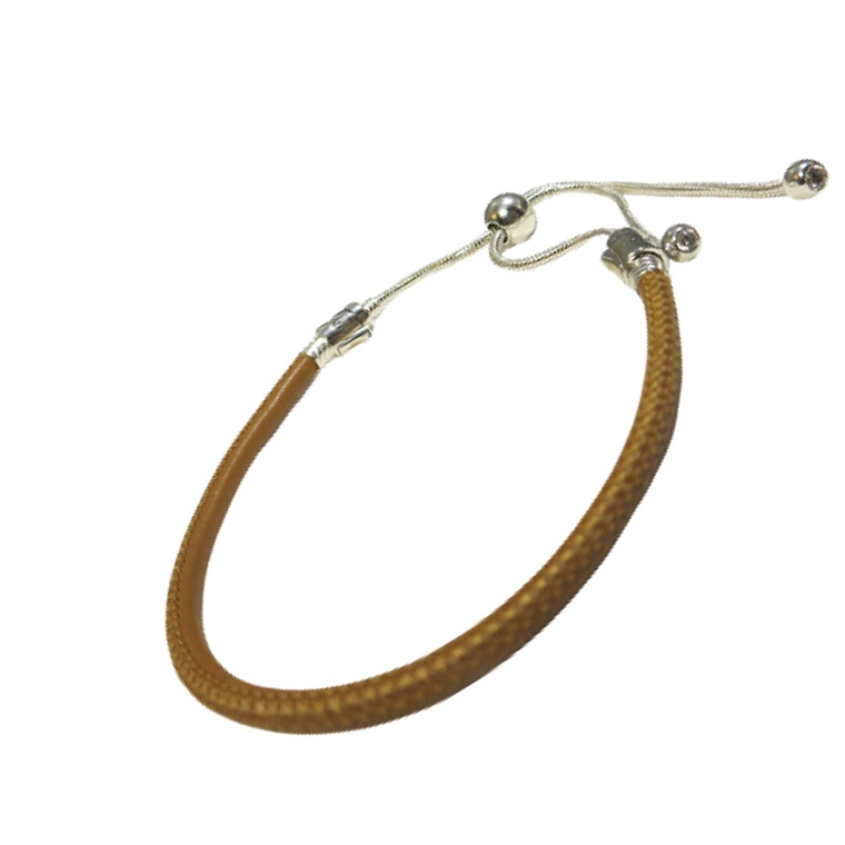 Pulsera Brazalete Pandora en Cuero Marron y Cierre Ajustable Plateado 597225CGT Plata 925 Talla 18cm 3