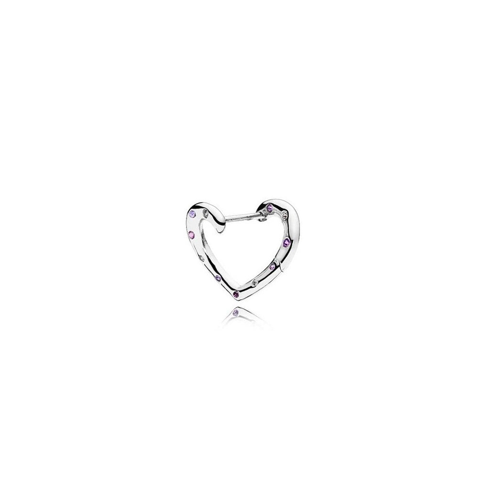 Aretes Pendientes Pandora Aro de Corazones Plateado Brillantes 297231NRPMX Plata 925 4