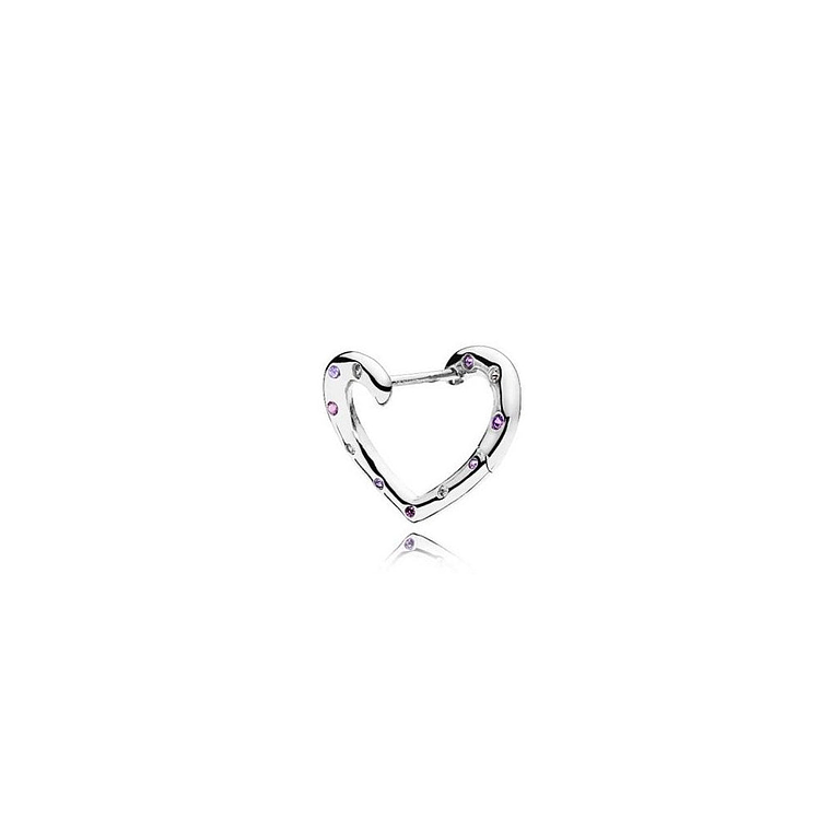 Aretes Pendientes Pandora Aro de Corazones Plateado Brillantes 297231NRPMX Plata 925 4