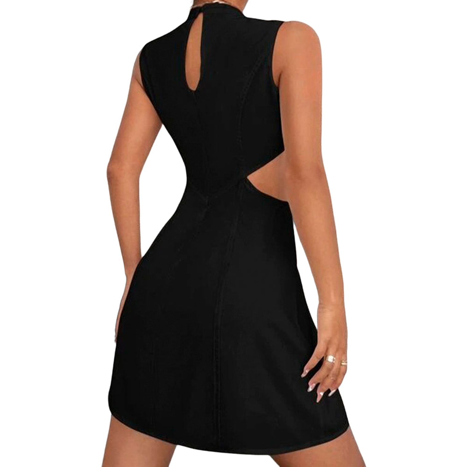 Vestido sin mangas Shein Ezwear Color Negro con abertura lateral Talla M 2