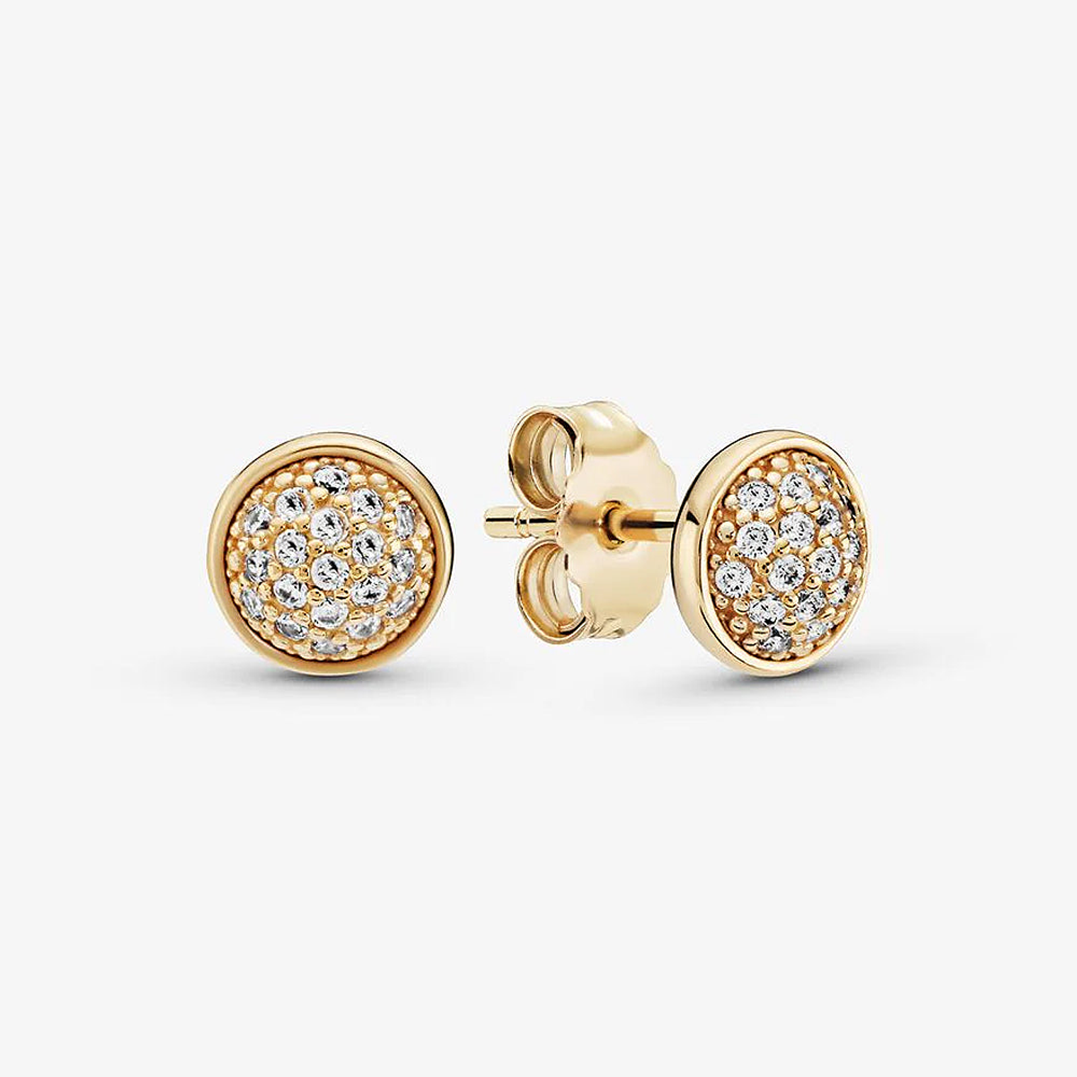 Aretes Pendientes Pandora Tipo Topo Redondos Bañados en Oro 14k 256212CZ Plata 925 1