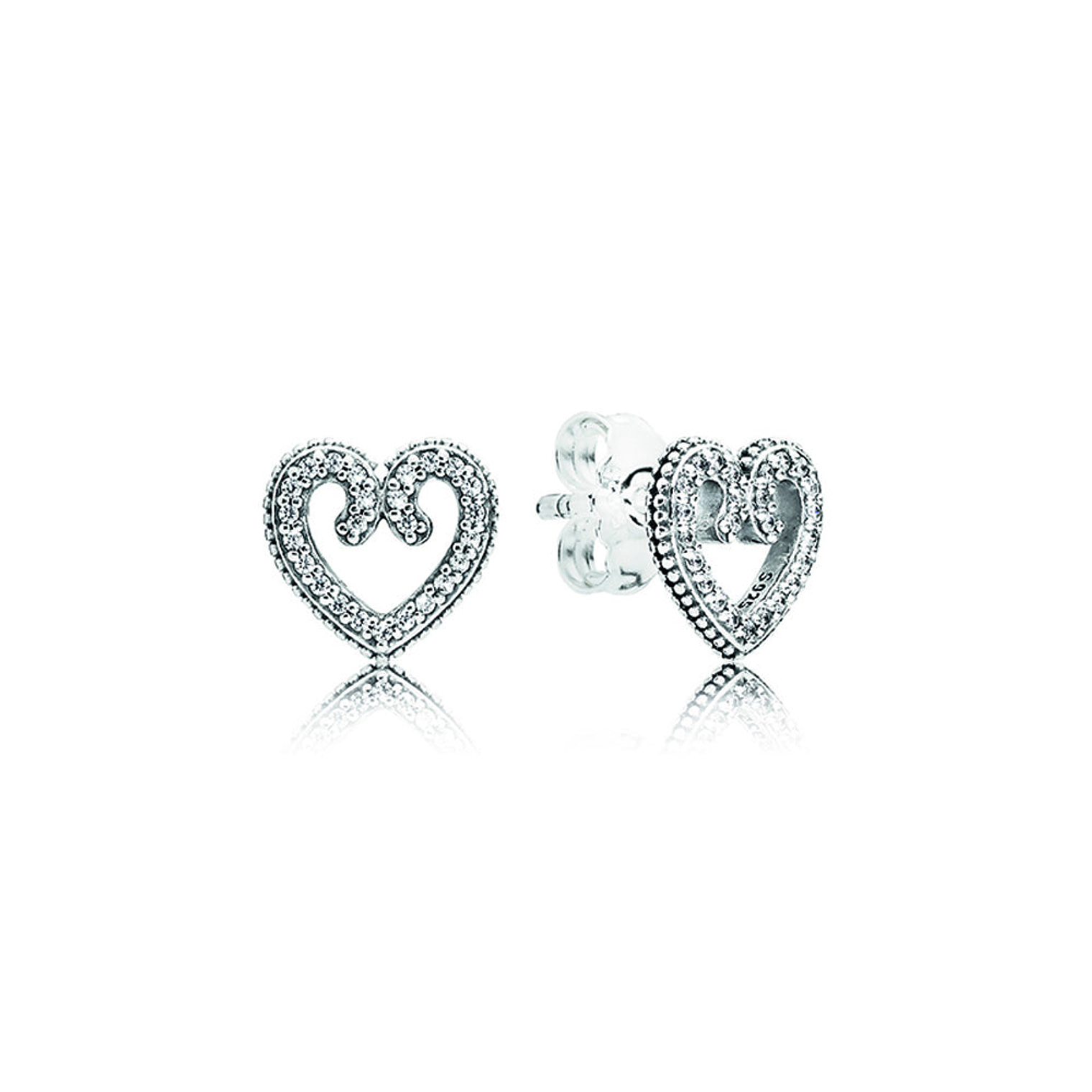 Aretes Pendientes Pandora de Corazones Circonica Transparente 297099CZ Plata 925 1