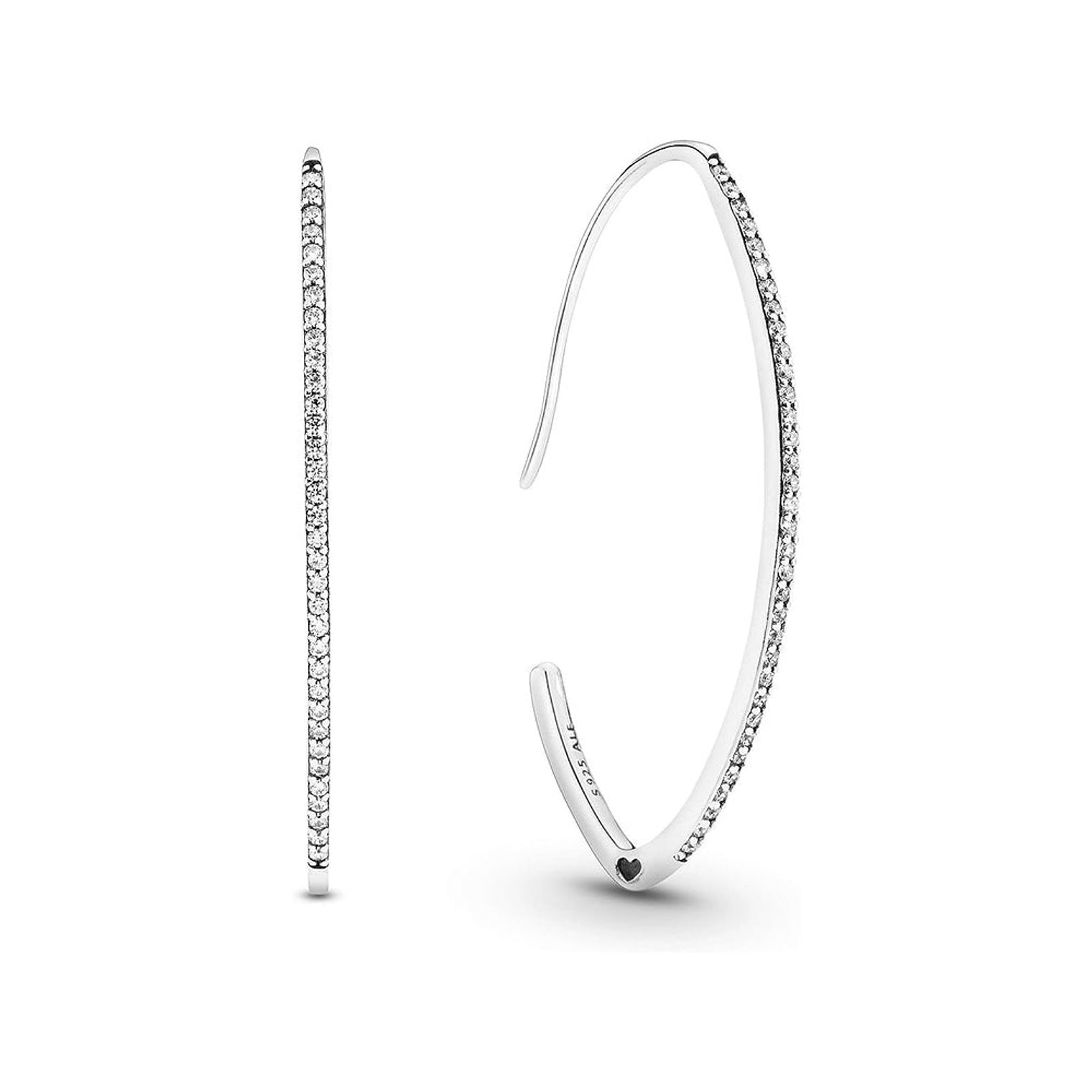 Aretes Pendientes Pandora Cierre a Presion Aros con Detalles Circonita 297691CZ Plata 925 1