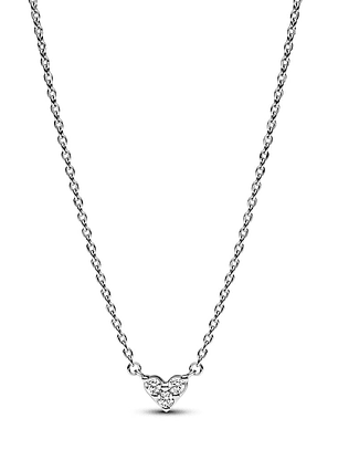 Collar de Cadena Pandora Collier Triple Piedra y Forma de Corazón 393014C01 Plata 925 Talla 45cm