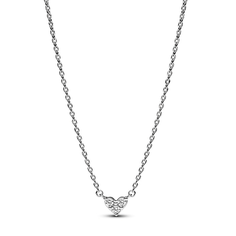 Collar de Cadena Pandora Collier Triple Piedra y Forma de Corazón 393014C01 Plata 925 Talla 45cm 1