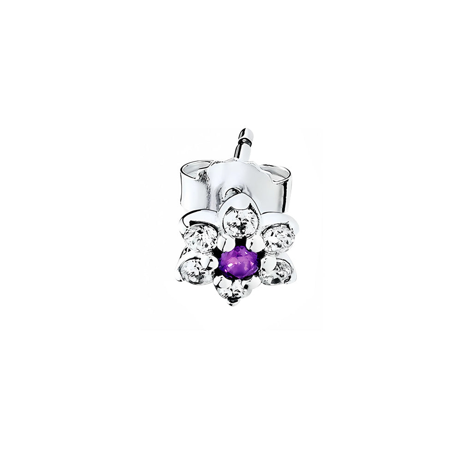 Aretes Pendientes Pandora Flor Elegante con Circonicas Moradas 290690ACZ Plata 925 4