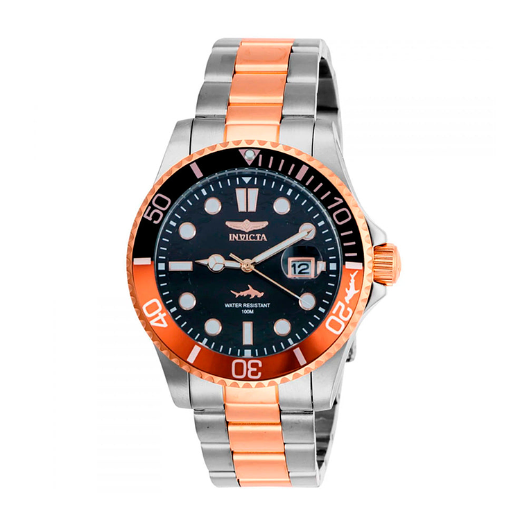 Reloj Análogo Invicta Original 44717 Pro Diver Hombre Acero Oro Rosa y Plateado 1