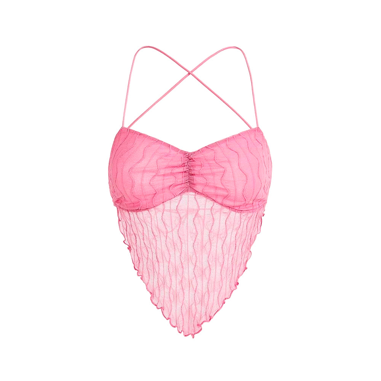 Top de Tirantes de Espalda Abierta Shein con Tira Cruzada Color Rosa Talla M 1