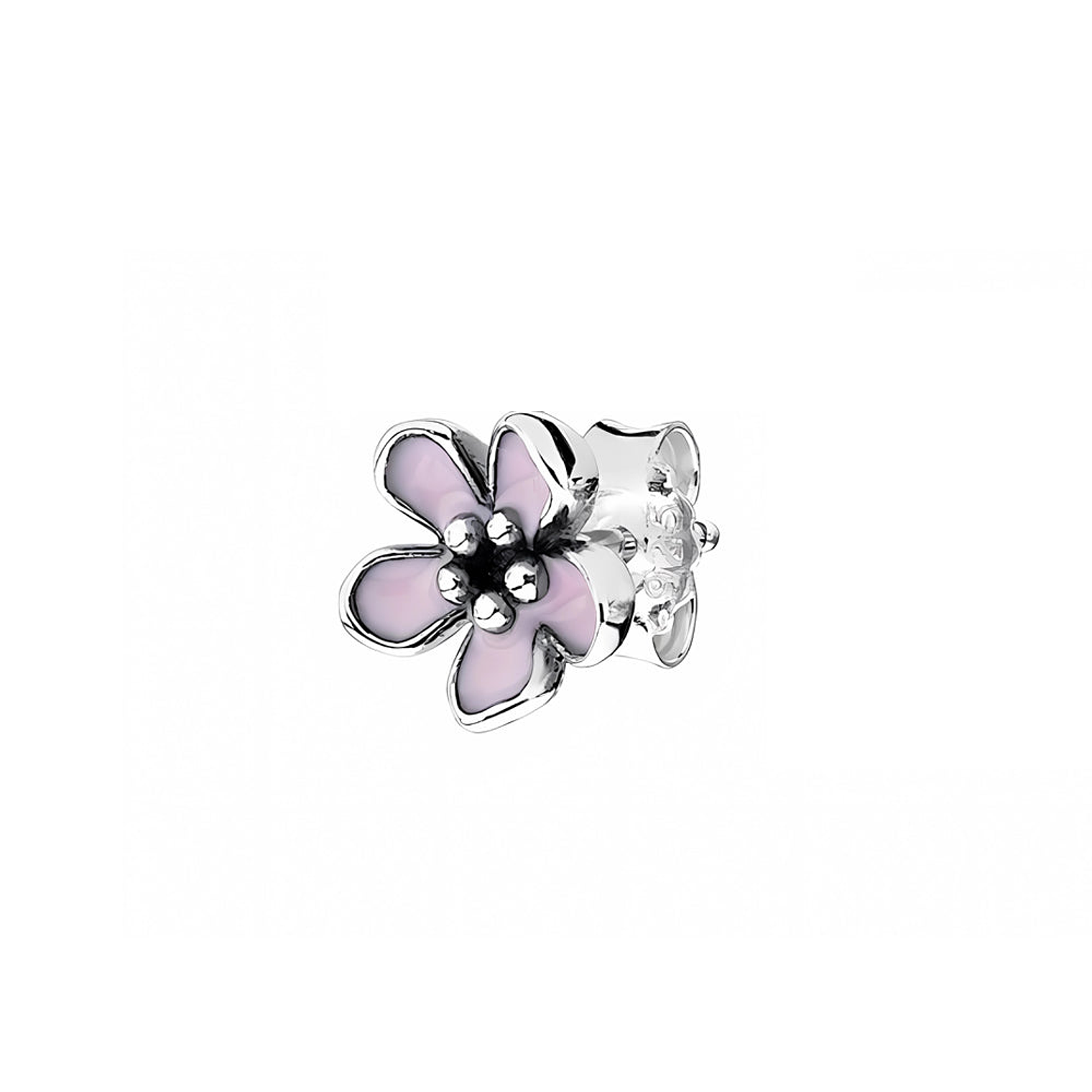 Aretes Pendientes Pandora Tipo Topo Flor de Piedra Rosa 290537EN40 Plata 925 2