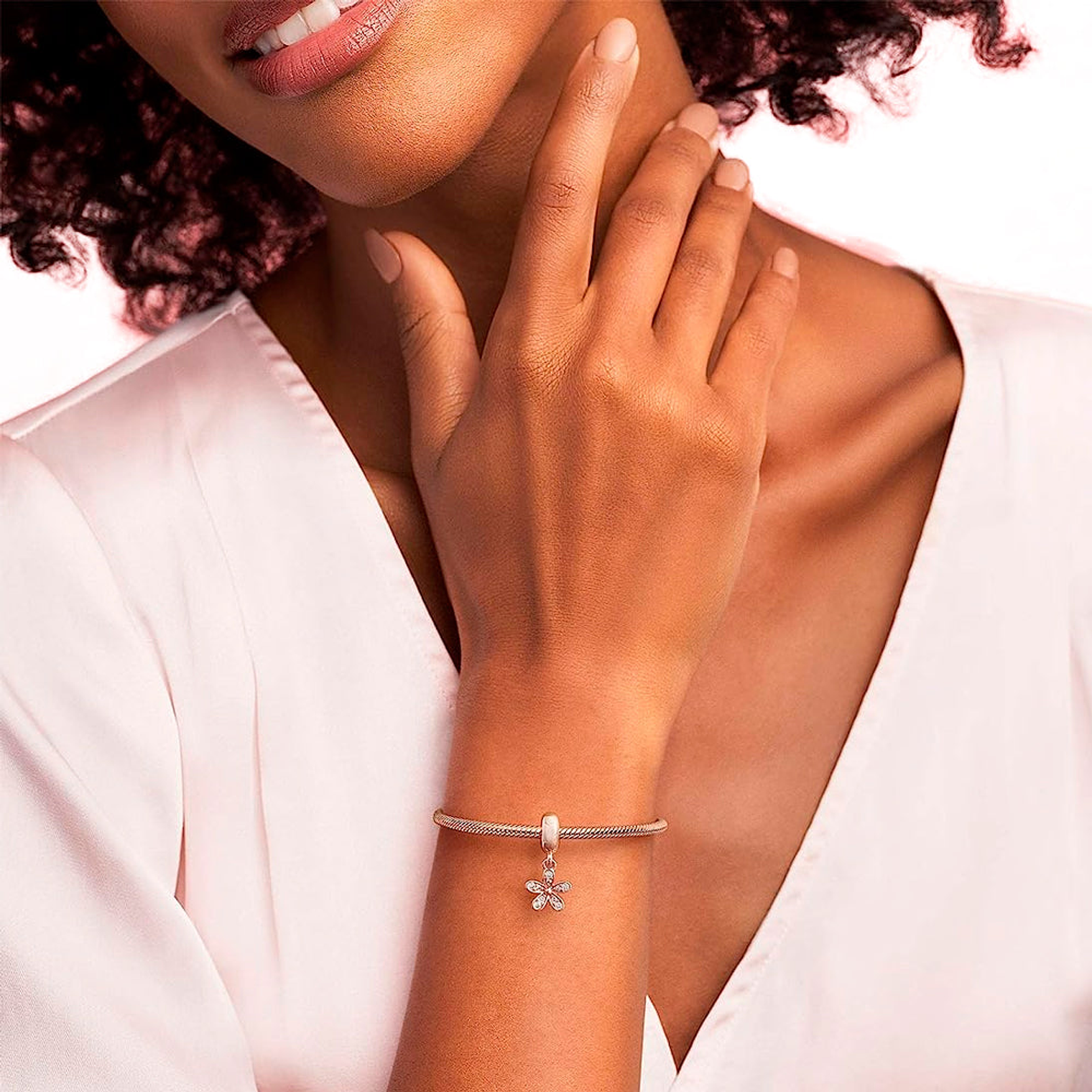 Charm Colgante Pandora Original para Mujer 781491CZ Daisy Pendiente Oro Rosado s925 5