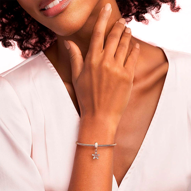 Charm Colgante Pandora Original para Mujer 781491CZ Daisy Pendiente Oro Rosado s925 5