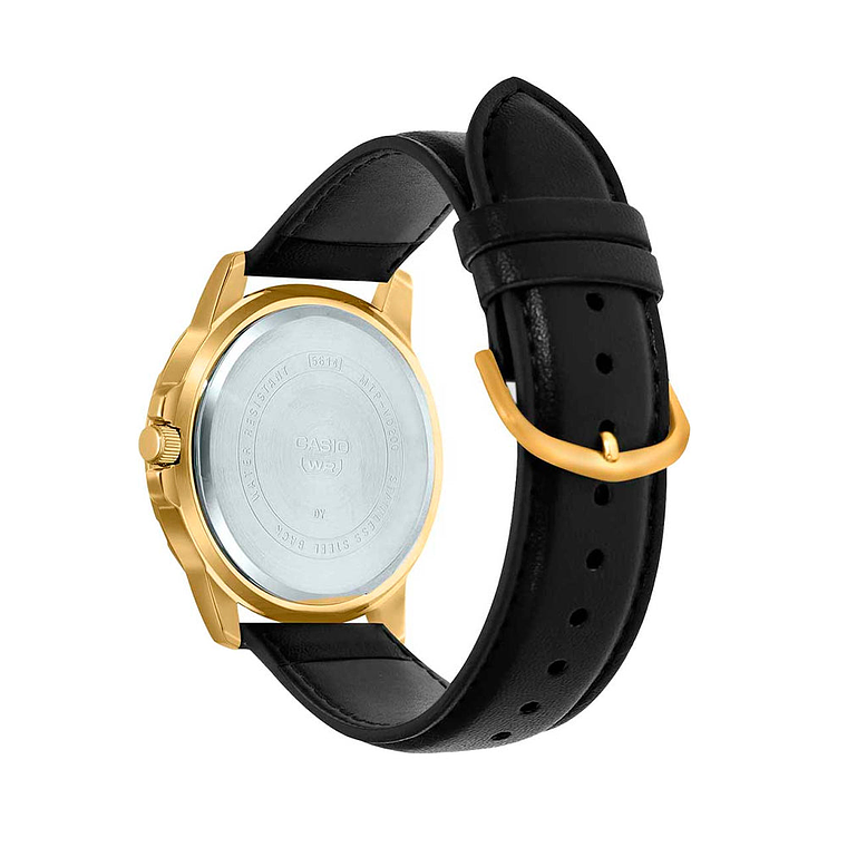 Reloj Analogo Casio Original MTP-VD200GL-1B en Acero Dorado con Correa y Fondo Azul Oscuro 2