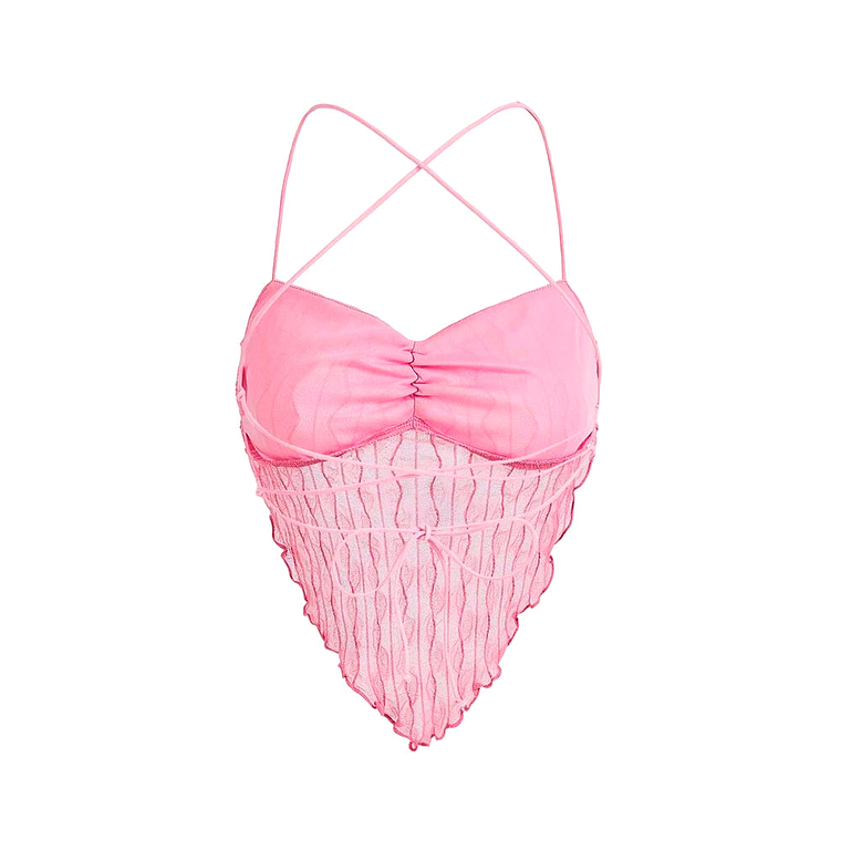 Top de Tirantes de Espalda Abierta Shein con Tira Cruzada Color Rosa Talla M 2