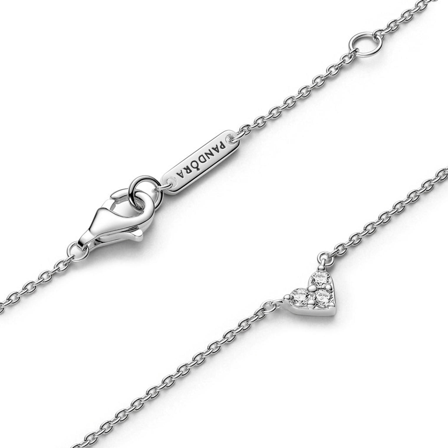 Collar de Cadena Pandora Collier Triple Piedra y Forma de Corazón 393014C01 Plata 925 Talla 45cm 3