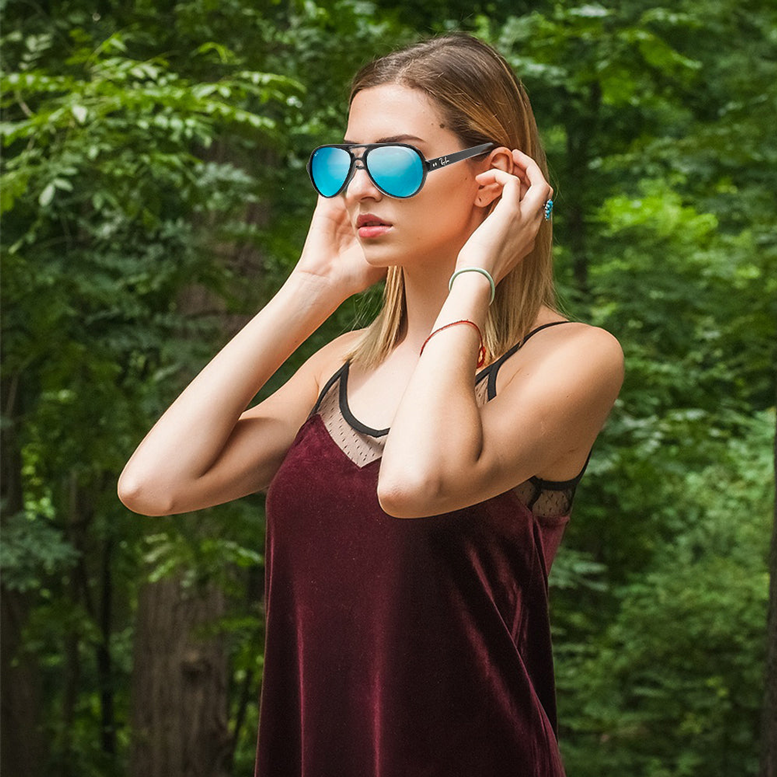 Lentes De Sol Ray Ban Cats 5000 RB4125 601S/17 Azul Espejado 59mm 5