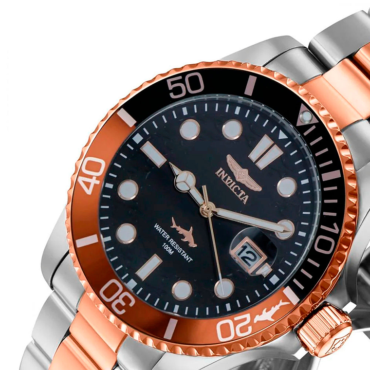 Reloj Análogo Invicta Original 44717 Pro Diver Hombre Acero Oro Rosa y Plateado 3