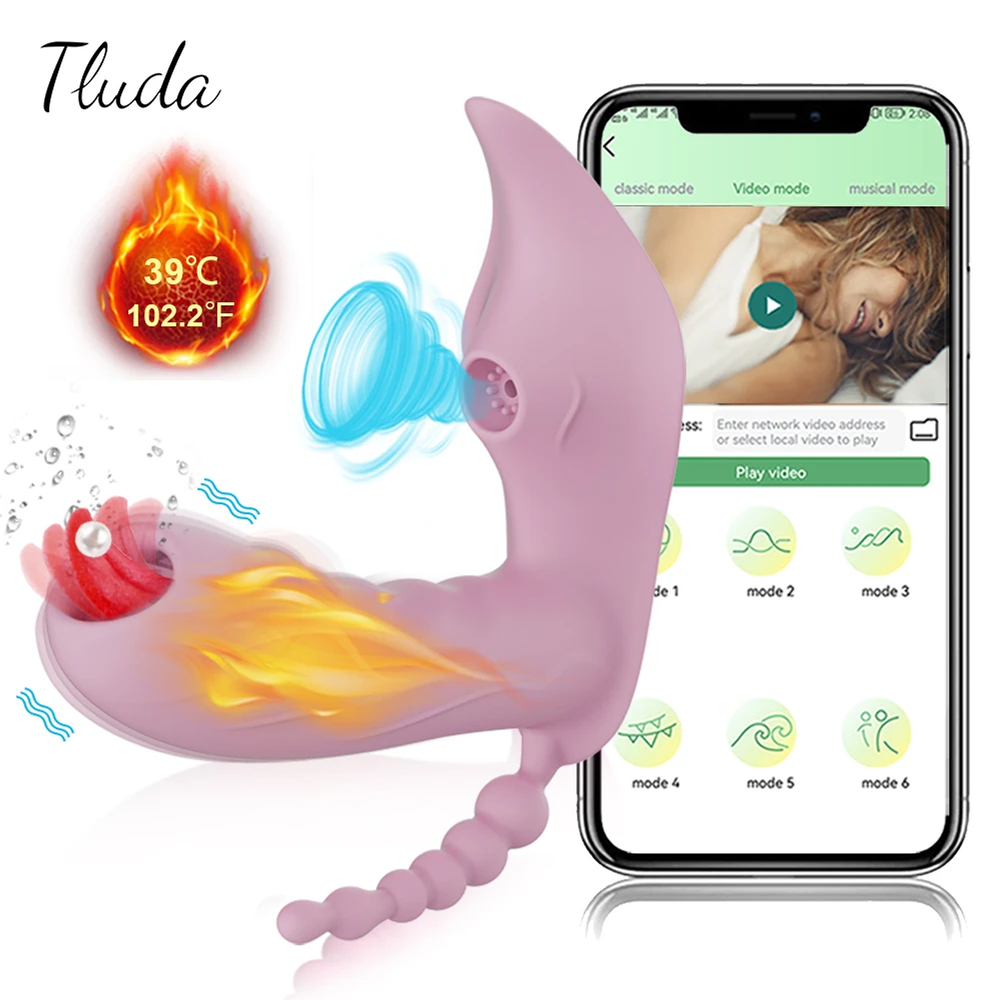 Consolador Vibrador 3 en 1 con bluetooth Tluda CD15-App En Silicona Medica 1