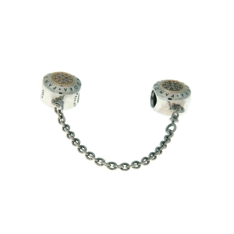 Cadena de Seguridad Pandora con Logo Pandora y Circonica Cubica 796269CZ-05 en Oro y Plata 925 4