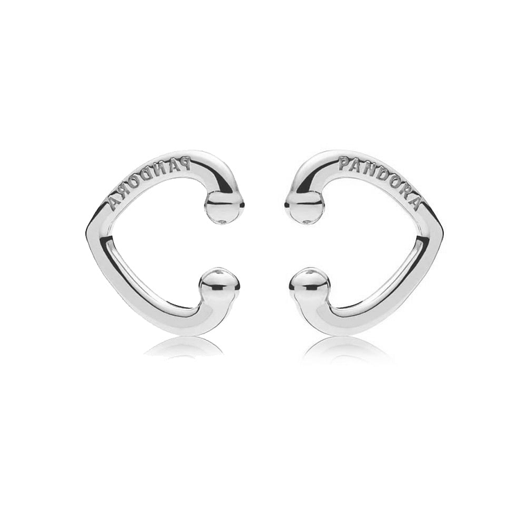 Aretes Pendientes Pandora Plateados Estilo Corazon Abierto 297214 Plata 925 1