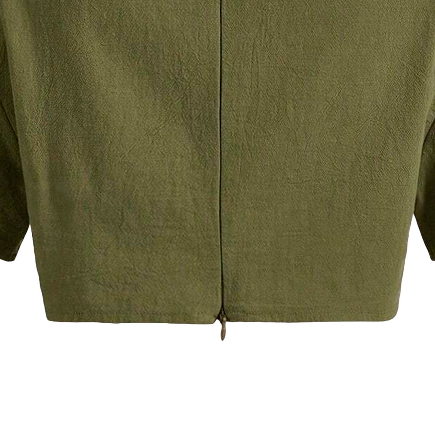 Camisa Crop Shein con Solapa de Hombros Caidos Color Verde Militar Talla S 4