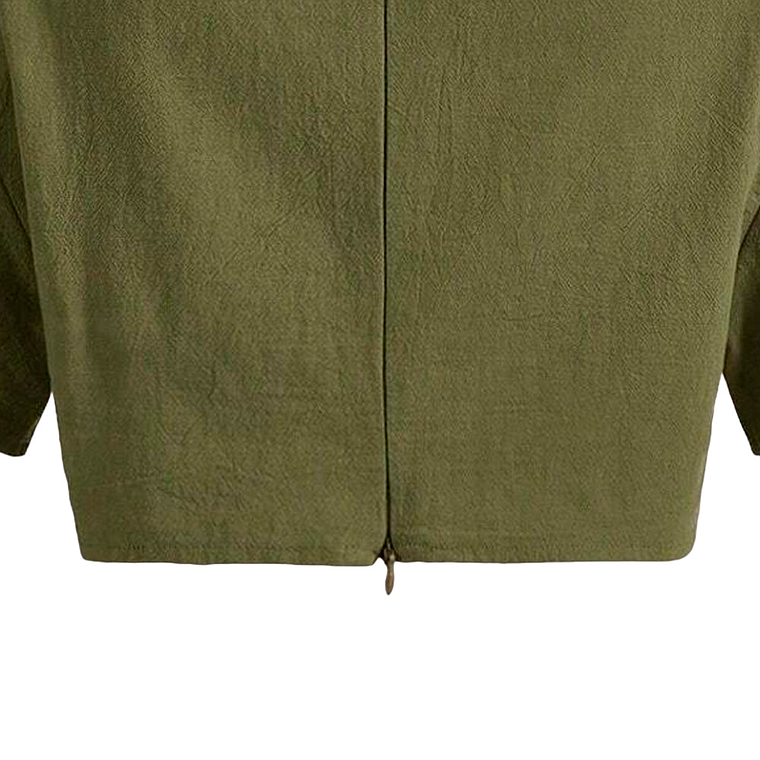 Camisa Crop Shein con Solapa de Hombros Caidos Color Verde Militar Talla S 4